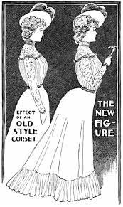 Late 1890s showing the 'new' corset style