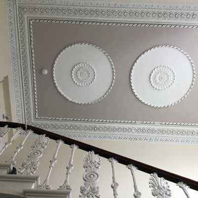 Ceiling roses and cornice in No 31 Sussex Square