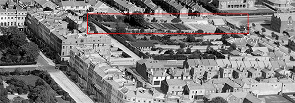 Part of an aerial [photograph showing the ' Secret'garden belonging to No 32 Sussex Square
