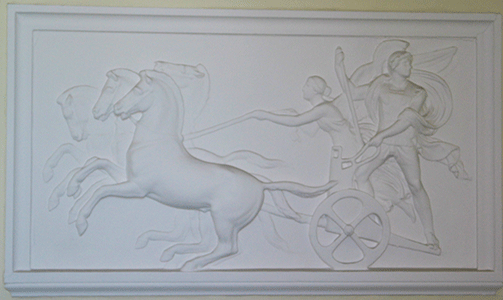 Alexander in a chariot driven by winged 'Victory' ( Nike )