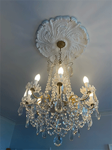 Chandelier and ceiling rose
