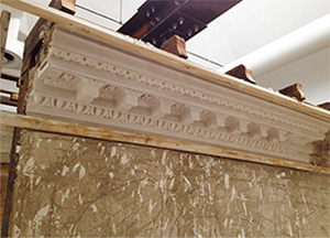 Cornice with decorations applied